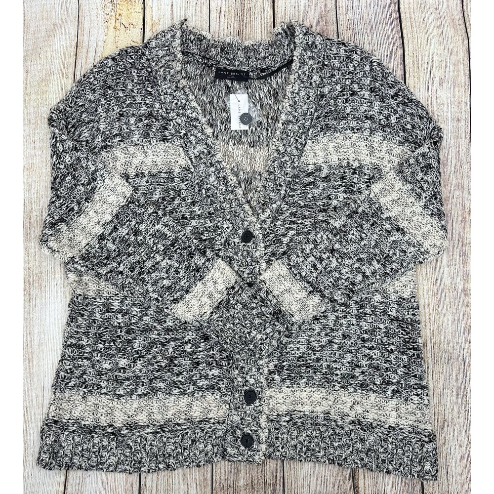 Lane Bryant‎ Cardigan Sweater Size 26/28 Chunky Marled Knit Button Front NWT